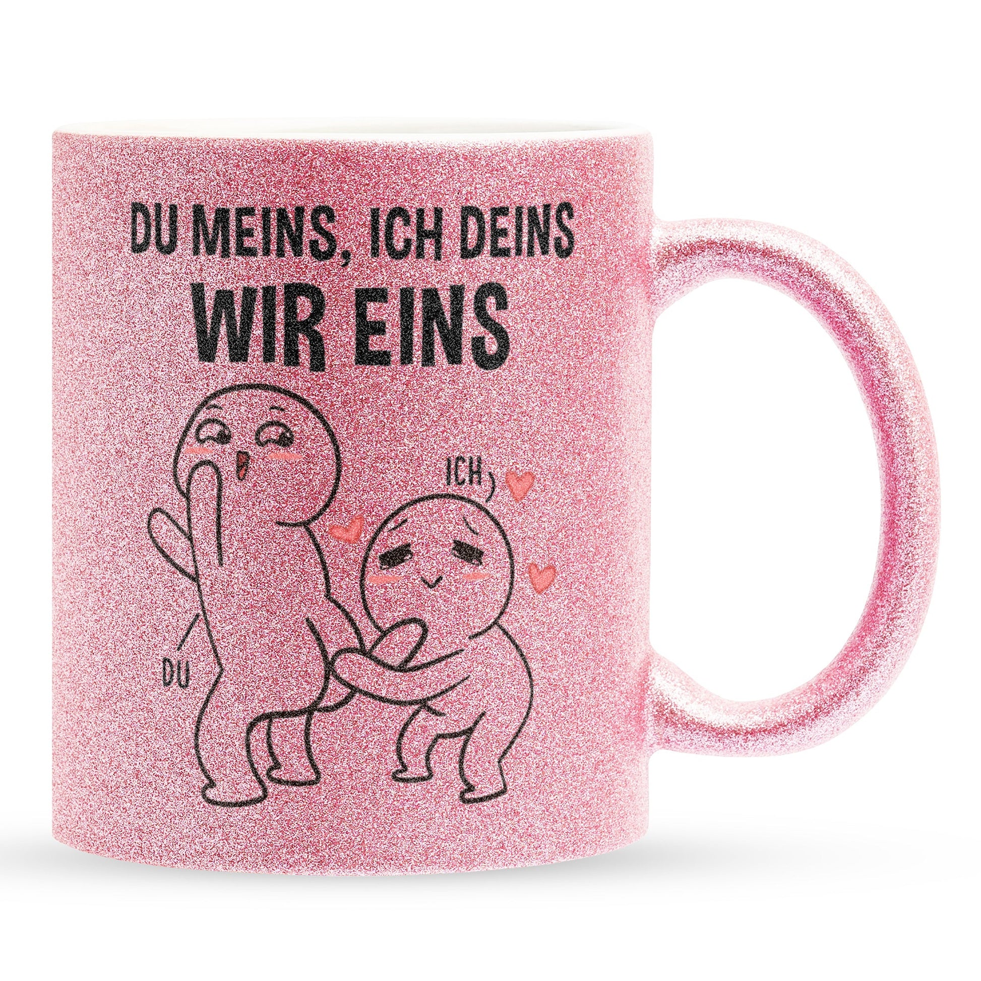 22Feels® Pärchen Geschenk zum Jahrestag, Hochzeitstag, Valentinstag etc. - Glitzertasse mit Spruch (Pink, 320ml)-Glitzertasse Pink 320ml-22Feels