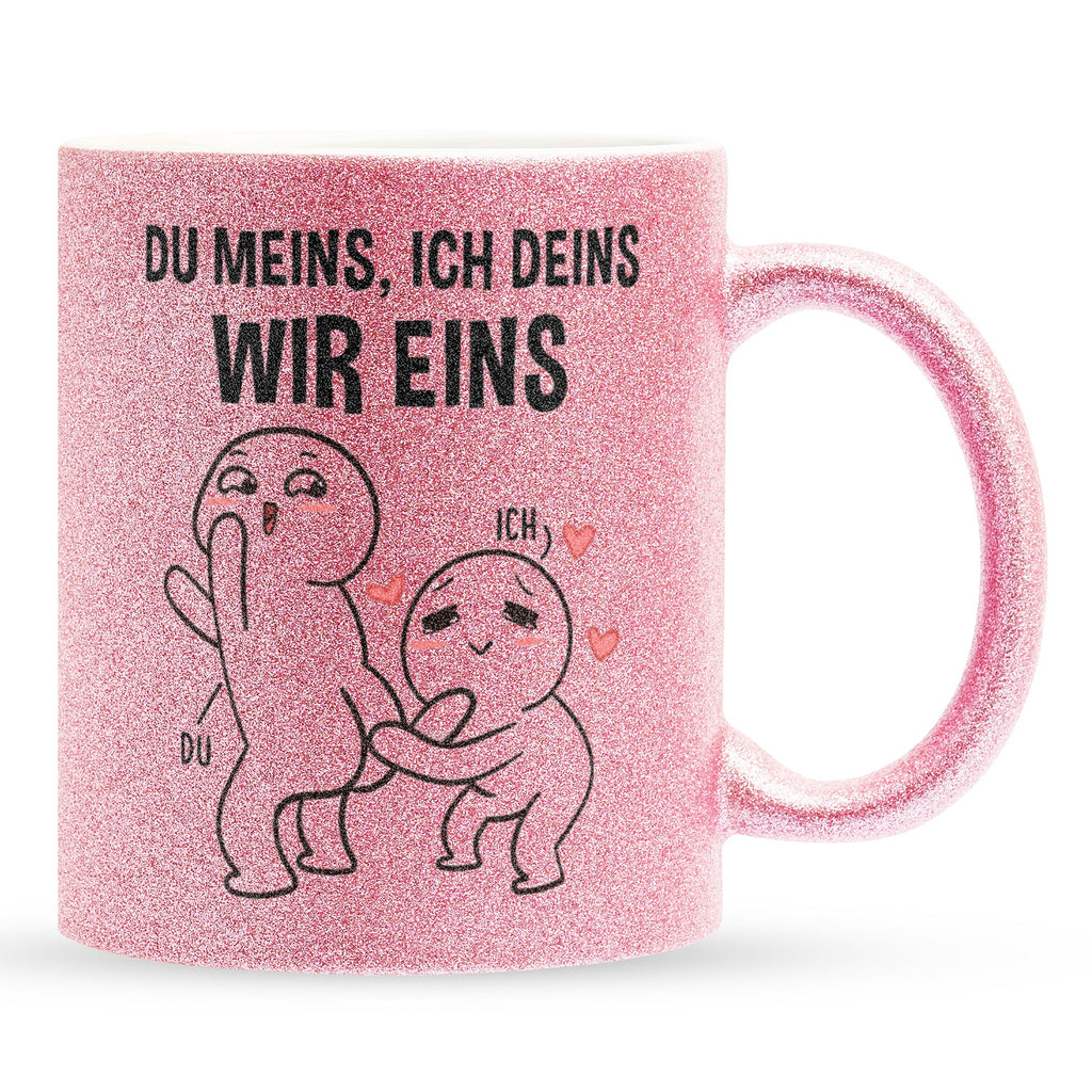 22Feels® Pärchen Geschenk zum Jahrestag, Hochzeitstag, Valentinstag etc. - Glitzertasse mit Spruch (Pink, 320ml)-Glitzertasse Pink 320ml-22Feels