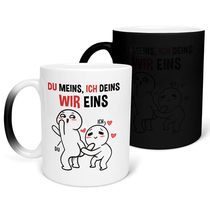 22Feels® Pärchen Geschenk zum Jahrestag, Hochzeitstag, Valentinstag etc. - Zaubertasse mit Spruch (Matt-Schwarz und Weiss, 320ml)-Farbwechsel Tasse Matt 320ml-22Feels
