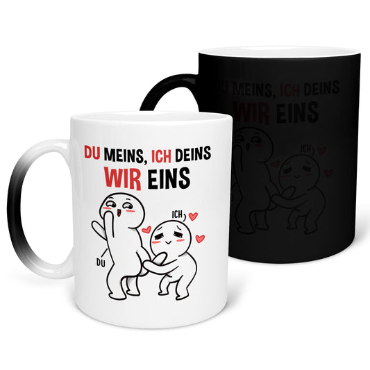 22Feels® Pärchen Geschenk zum Jahrestag, Hochzeitstag, Valentinstag etc. - Zaubertasse mit Spruch (Matt-Schwarz und Weiss, 320ml)-Farbwechsel Tasse Matt 320ml-22Feels
