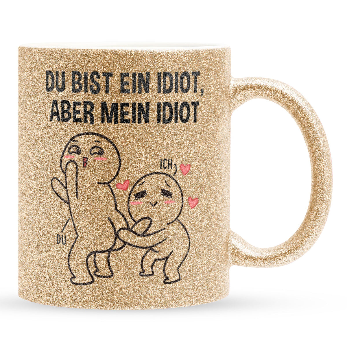 22Feels® Pärchen Geschenk zum Jahrestag, Hochzeitstag, Valentinstag etc. - Glitzertasse mit Spruch (Gold, 320ml)-Glitzertasse Gold 325ml-22Feels