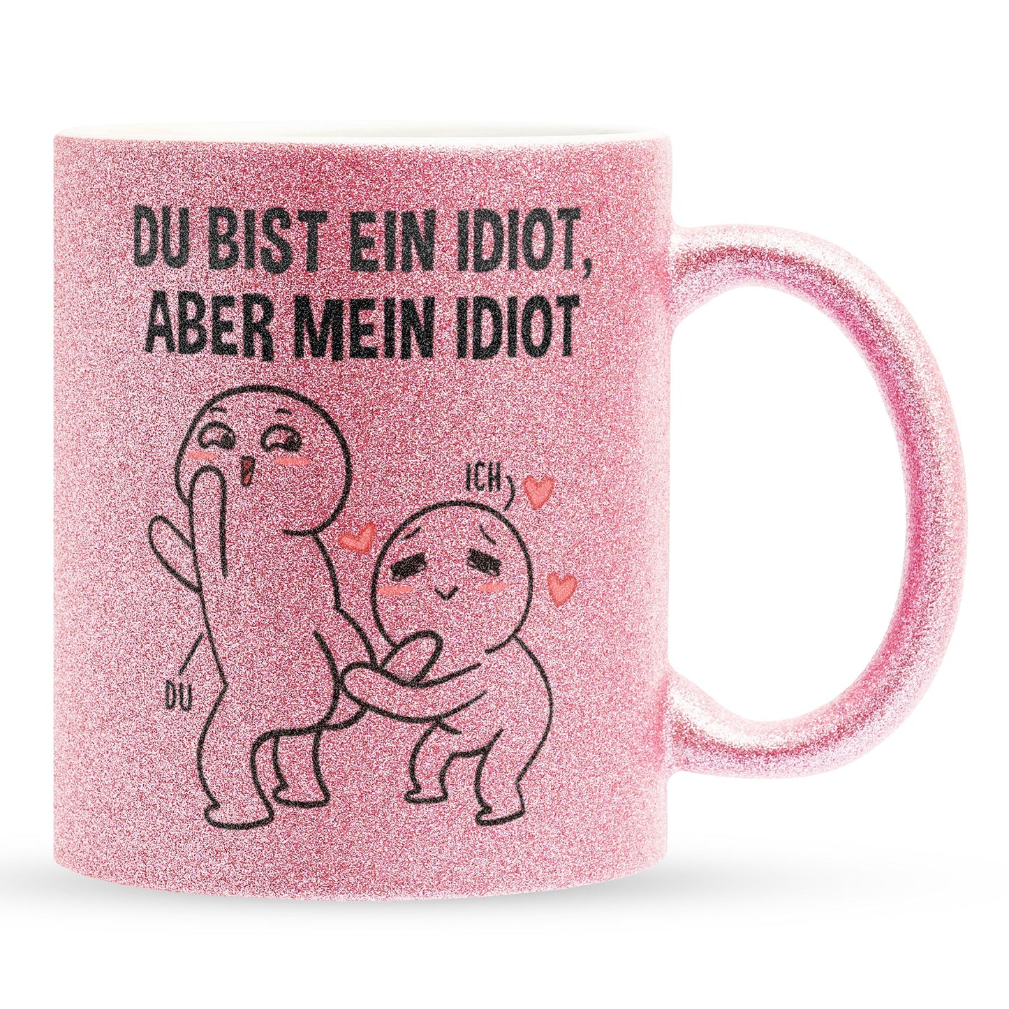 22Feels® Pärchen Geschenk zum Jahrestag, Hochzeitstag, Valentinstag etc. - Glitzertasse mit Spruch (Pink, 320ml)-Glitzertasse Pink 320ml-22Feels