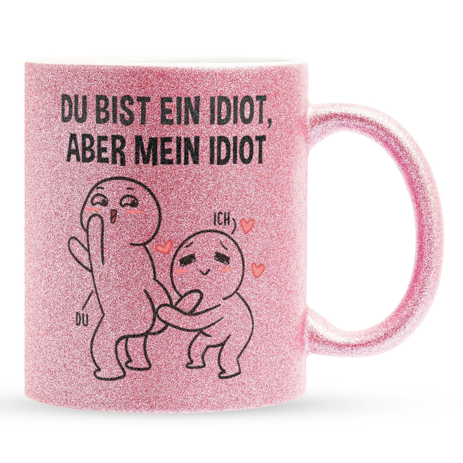 22Feels® Pärchen Geschenk zum Jahrestag, Hochzeitstag, Valentinstag etc. - Glitzertasse mit Spruch (Pink, 320ml)-Glitzertasse Pink 320ml-22Feels