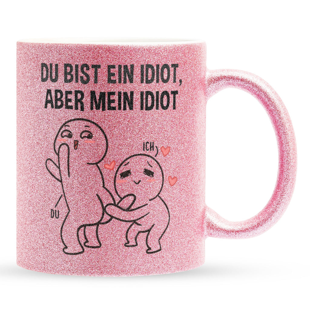 22Feels® Pärchen Geschenk zum Jahrestag, Hochzeitstag, Valentinstag etc. - Glitzertasse mit Spruch (Pink, 320ml)-Glitzertasse Pink 320ml-22Feels