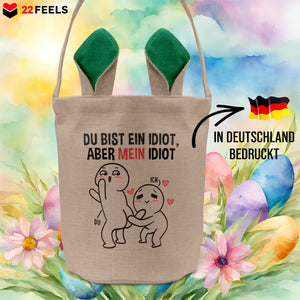 22Feels® Männer Frauen Osterkorb Ehefrau Ehemann Freund Freundin Ostern mit Henkel Ostergeschenk Tragetasche Ostern Deko Osternest Körbchen Hasenohren (Beige/Grün)-Ostern Tragetasche-22Feels