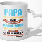 22Feels® Weihnachtsgeschenk für Werdende Väter - Du Wirst Papa Tasse mit Spruch: Dieses Weihnachten bin ich eingekuschelt (Herzhenkel, Weiss, 320ml)-Tasse Weiss Herzhenkel 320ml-22Feels