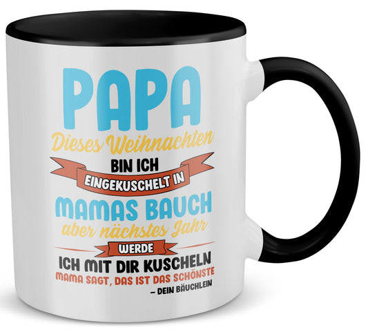 22Feels® Weihnachtsgeschenk für Werdende Väter - Du Wirst Papa Tasse mit Spruch (Weiss-Schwarz, 320ml)-TwoTone Tasse Weiss-Schwarz 320ml-22Feels