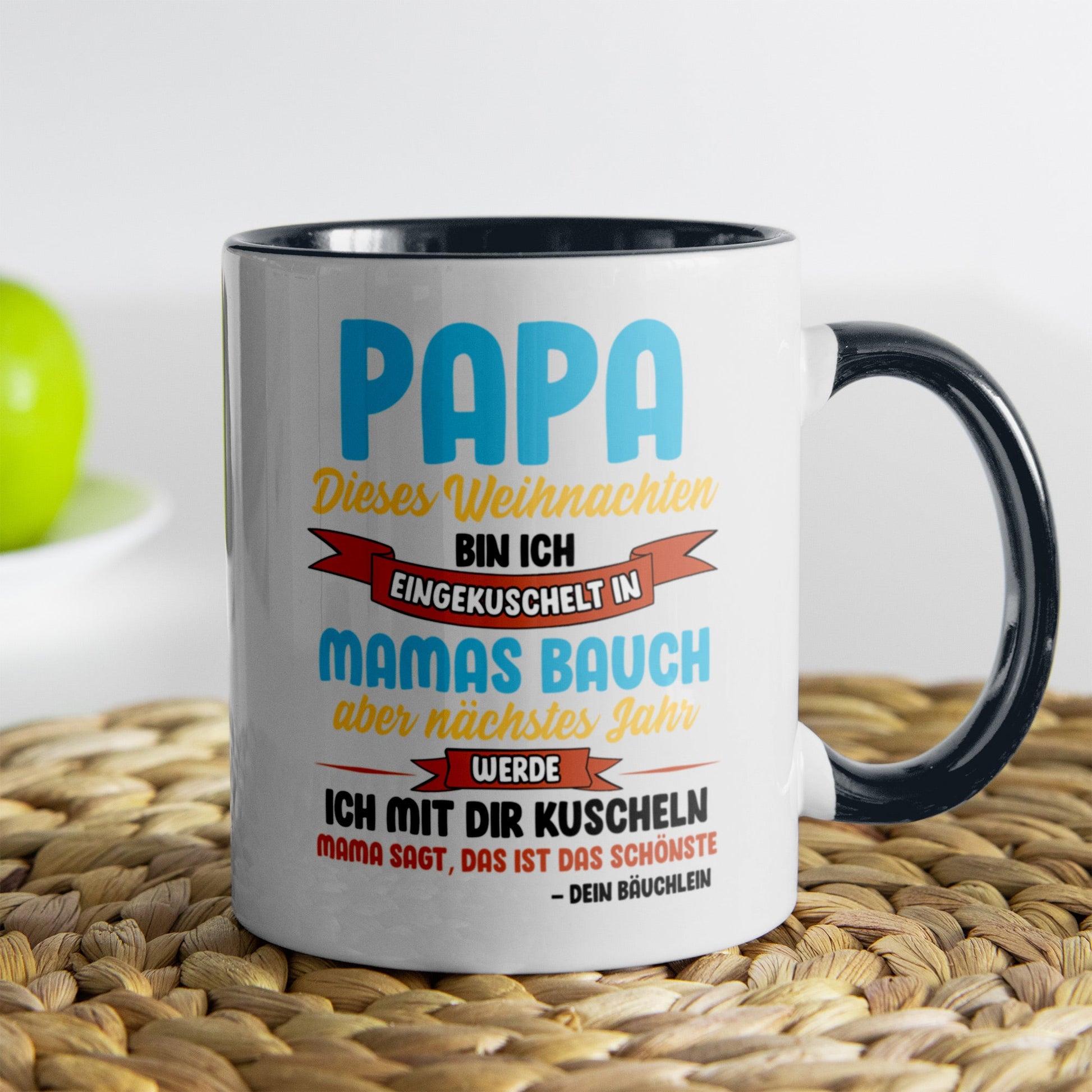 22Feels® Weihnachtsgeschenk für Werdende Väter - Du Wirst Papa Tasse mit Spruch (Weiss-Schwarz, 320ml)-TwoTone Tasse Weiss-Schwarz 320ml-22Feels
