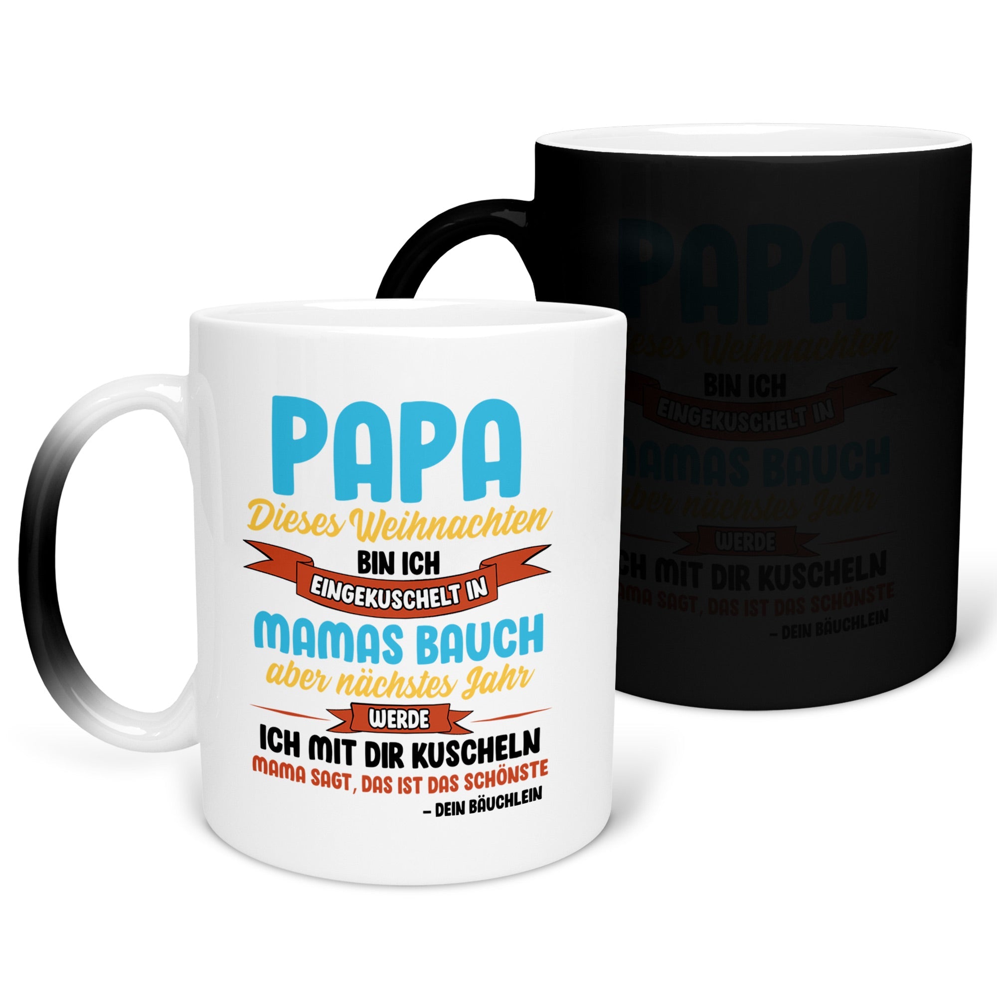 22Feels® Weihnachtsgeschenk für Werdende Väter - Du Wirst Papa Zaubertasse mit Spruch (Matt-Schwarz und Weiss, 320ml)-Farbwechsel Tasse Matt 320ml-22Feels