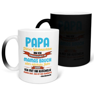 22Feels® Weihnachtsgeschenk für Werdende Väter - Du Wirst Papa Zaubertasse mit Spruch (Matt-Schwarz und Weiss, 320ml)-Farbwechsel Tasse Matt 320ml-22Feels
