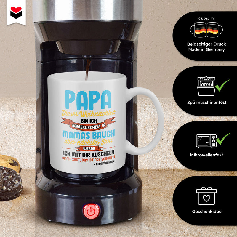 22Feels® Geschenk für werdende Väter zu Weihnachten - Du Wirst Papa Tasse mit Spruch (Weiss, 320ml)-Weisse Tasse 320ml-22Feels