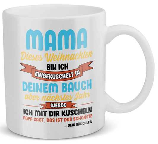 22Feels® Geschenk für schwangere Frauen zu Weihnachten - Tasse mit Spruch (Weiss, 320ml)-Weisse Tasse 320ml-22Feels