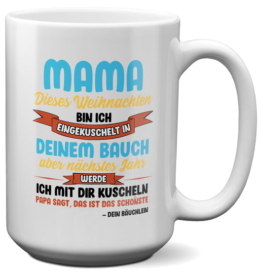 22Feels® Weihnachtsgeschenk für Werdende Mamas - XL Tasse mit Spruch (Weiss, 440ml)-Weisse XL Tasse 440ml-22Feels
