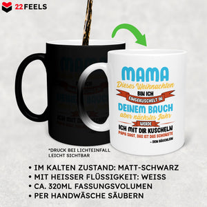 22Feels® Weihnachtsgeschenk für Werdende Mamas - Zaubertasse mit Spruch (Matt-Schwarz und Weiss, 320ml)-Farbwechsel Tasse Matt 320ml-22Feels