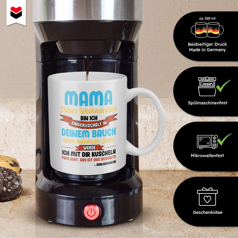 22Feels® Geschenk für schwangere Frauen zu Weihnachten - Tasse mit Spruch (Weiss, 320ml)-Weisse Tasse 320ml-22Feels