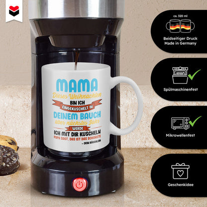 22Feels® Geschenk für schwangere Frauen zu Weihnachten - Tasse mit Spruch (Weiss, 320ml)-Weisse Tasse 320ml-22Feels