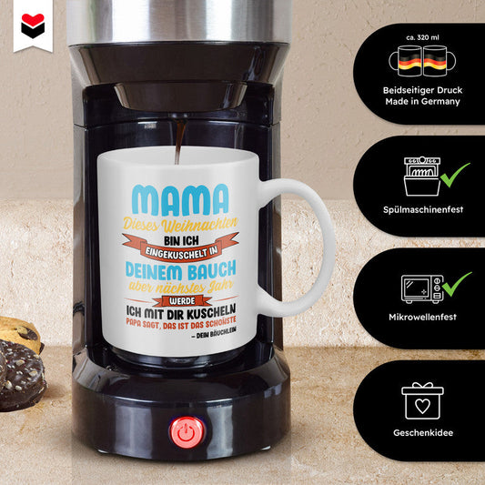 22Feels® Geschenk für schwangere Frauen zu Weihnachten - Tasse mit Spruch (Weiss, 320ml)-Weisse Tasse 320ml-22Feels