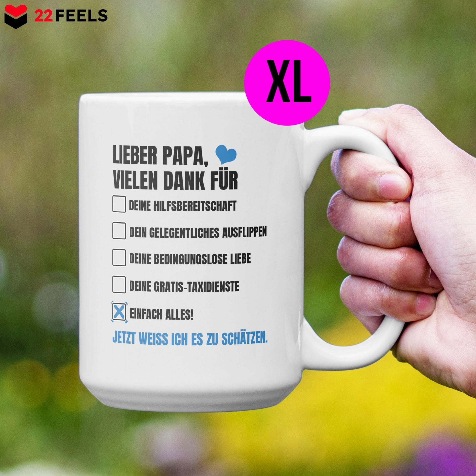 22Feels® Papa Geschenk - XL Tasse mit Spruch (Weiss, 440ml)-Weisse XL Tasse 440ml-22Feels