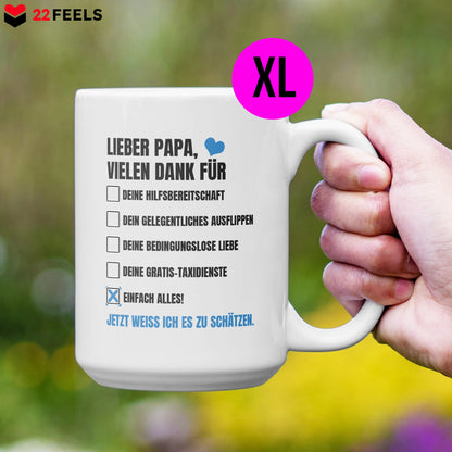 22Feels® Papa Geschenk - XL Tasse mit Spruch (Weiss, 440ml)-Weisse XL Tasse 440ml-22Feels
