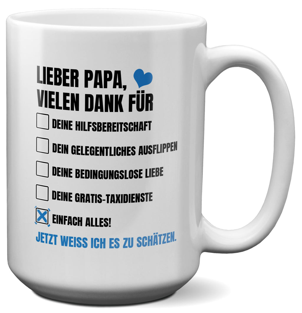 22Feels® Papa Geschenk - XL Tasse mit Spruch (Weiss, 440ml)-Weisse XL Tasse 440ml-22Feels