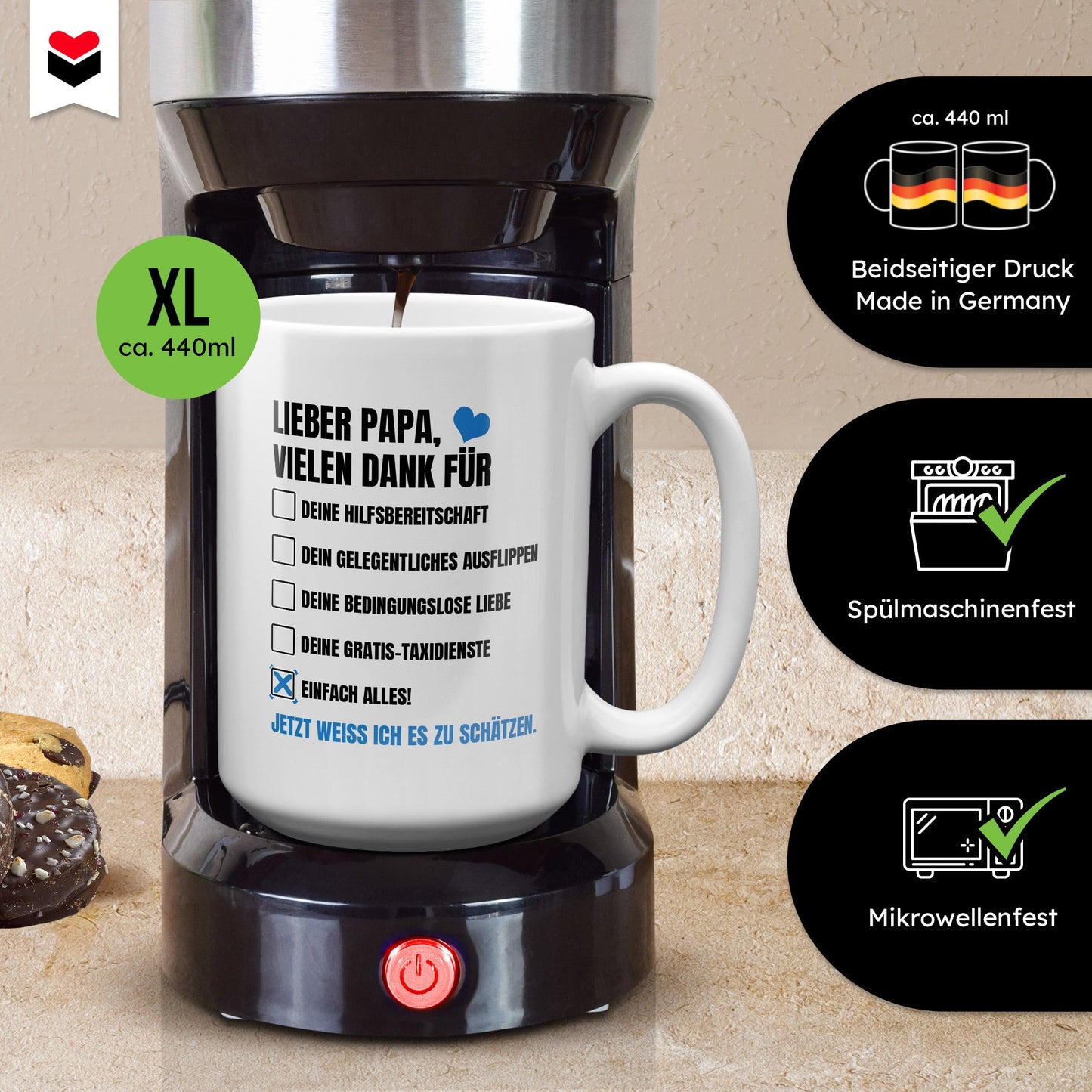 22Feels® Papa Geschenk - XL Tasse mit Spruch (Weiss, 440ml)-Weisse XL Tasse 440ml-22Feels