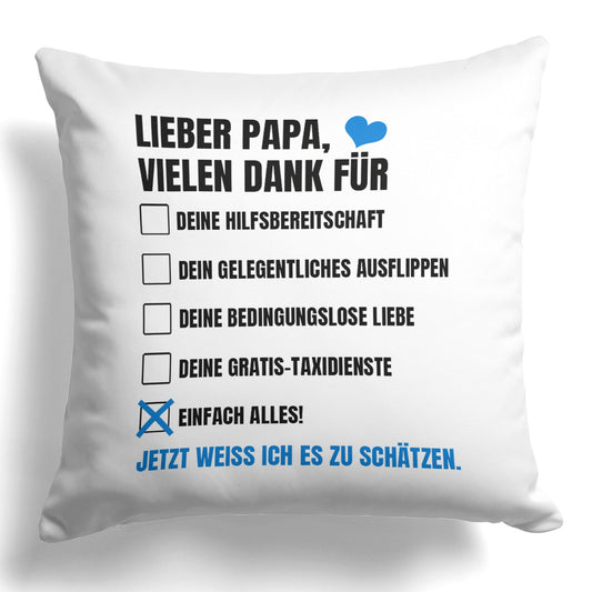 22Feels® Papa Geschenk - Kissen mit Spruch (Weiss 40x40cm)-Kissen Weiss 40x40-22Feels