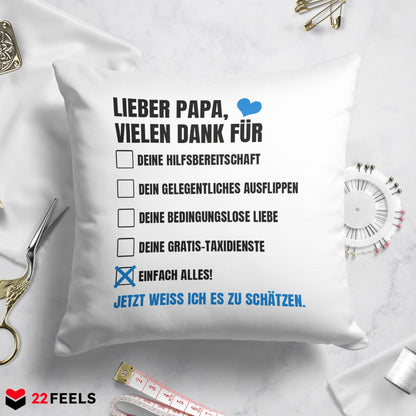 22Feels® Papa Geschenk - Kissen mit Spruch (Weiss 40x40cm)-Kissen Weiss 40x40-22Feels