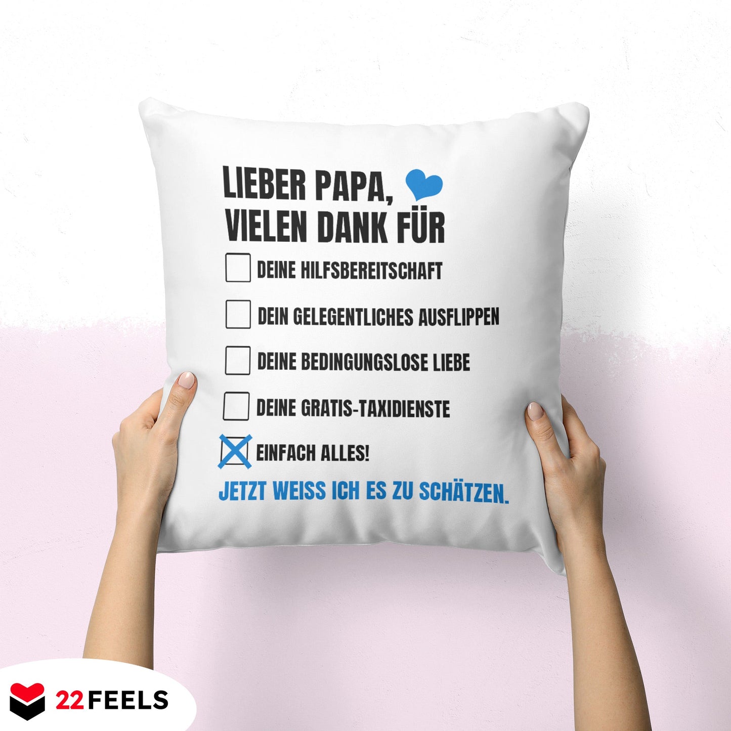 22Feels® Papa Geschenk - Kissen mit Spruch (Weiss 40x40cm)-Kissen Weiss 40x40-22Feels