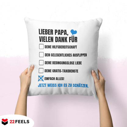 22Feels® Papa Geschenk - Kissen mit Spruch (Weiss 40x40cm)-Kissen Weiss 40x40-22Feels
