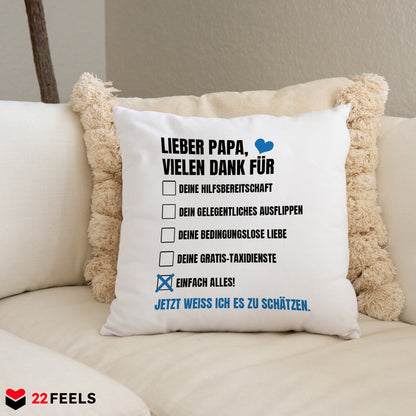22Feels® Papa Geschenk - Kissen mit Spruch (Weiss 40x40cm)-Kissen Weiss 40x40-22Feels