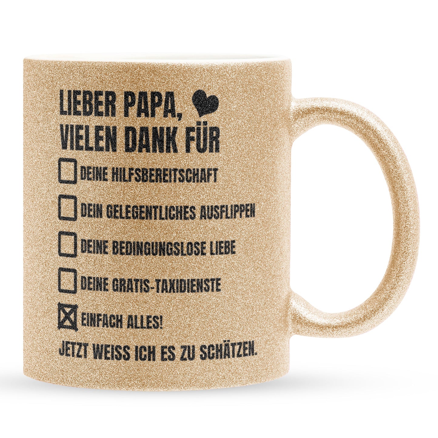 22Feels® Papa Geschenk - Glitzertasse mit Spruch (Gold, 320ml)-Glitzertasse Gold 325ml-22Feels