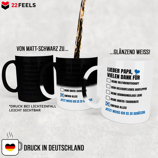 22Feels® Papa Geschenk - Zaubertasse mit Spruch (Matt-Schwarz und Weiss, 320ml)-Farbwechsel Tasse Matt 320ml-22Feels