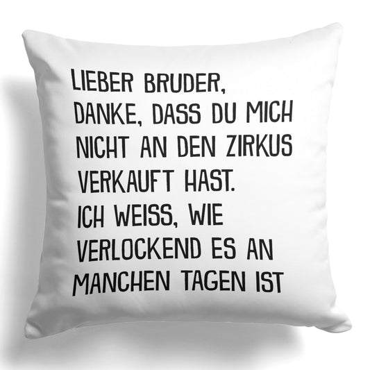 22Feels® Geschenk für Grossen Bruder - Kissen mit Spruch (Weiss 40x40cm)-Kissen Weiss 40x40-22Feels