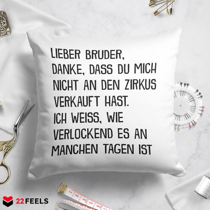 22Feels® Geschenk für Grossen Bruder - Kissen mit Spruch (Weiss 40x40cm)-Kissen Weiss 40x40-22Feels