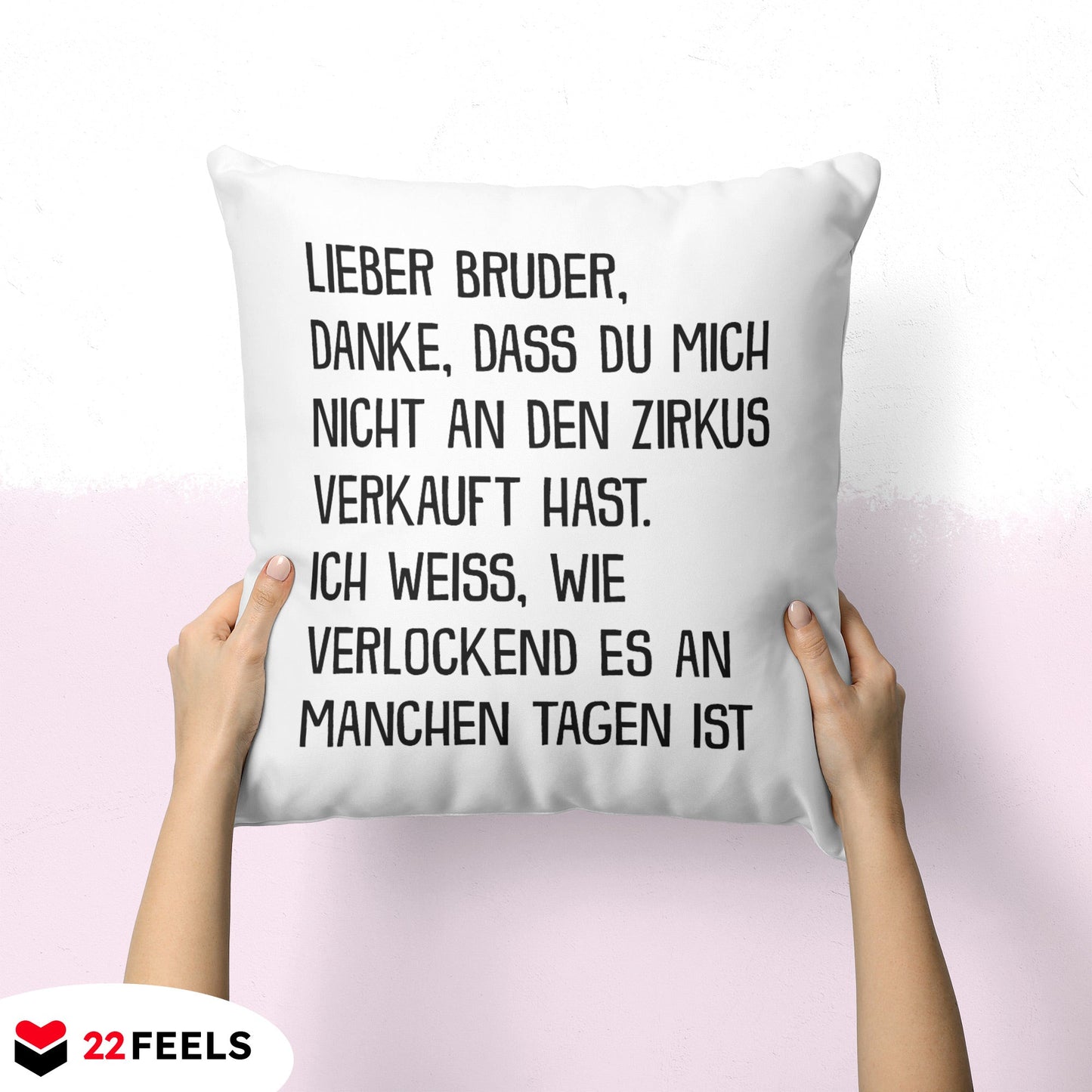 22Feels® Geschenk für Grossen Bruder - Kissen mit Spruch (Weiss 40x40cm)-Kissen Weiss 40x40-22Feels