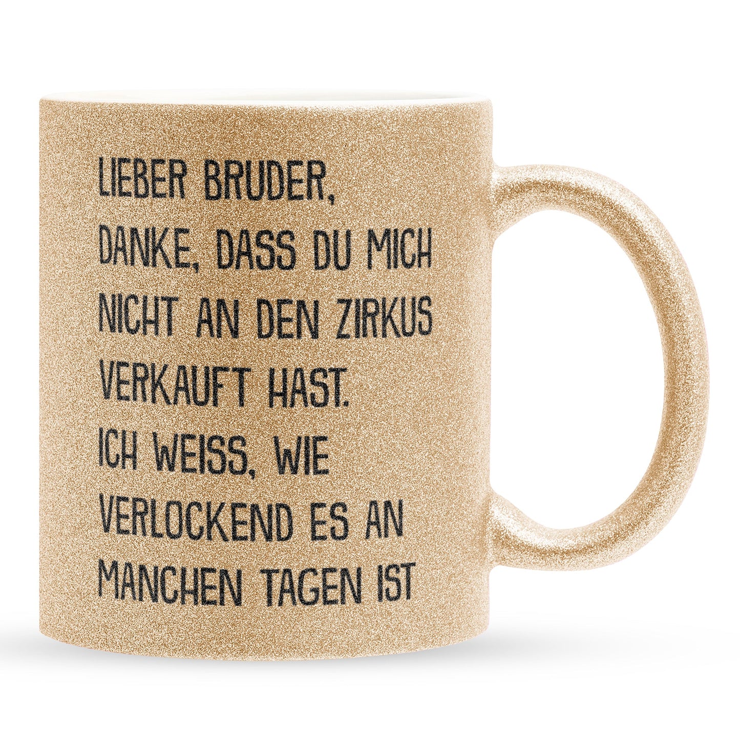 22Feels® Geschenk für Grossen Bruder - Glitzertasse mit Spruch (Gold, 320ml)-Glitzertasse Gold 320ml-22Feels