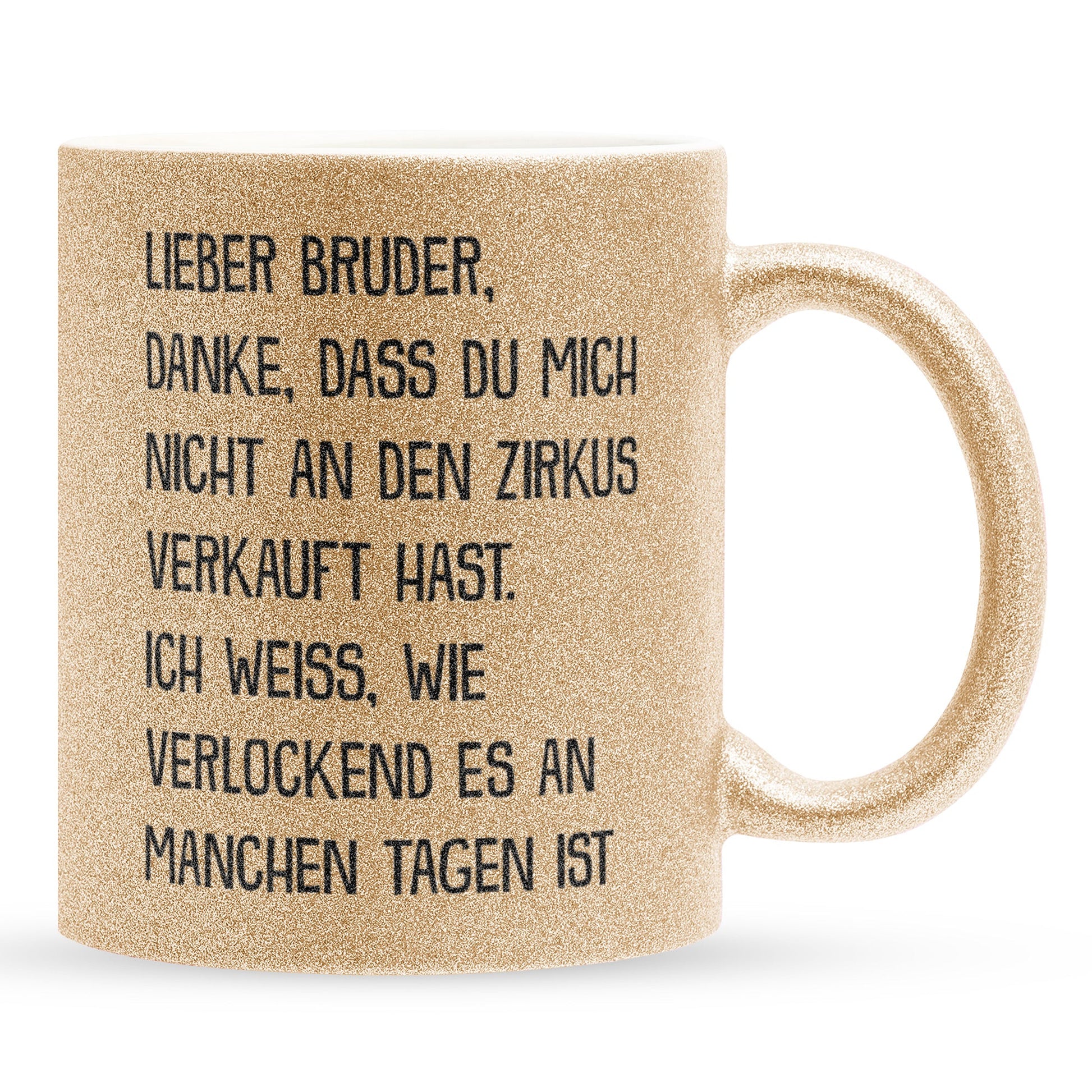 22Feels® Geschenk für Grossen Bruder - Glitzertasse mit Spruch (Gold, 320ml)-Glitzertasse Gold 320ml-22Feels