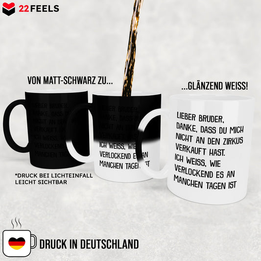 22Feels® Geschenk für Grossen Bruder - Zaubertasse mit Spruch (Matt-Schwarz und Weiss, 320ml)-Farbwechsel Tasse Matt 320ml-22Feels