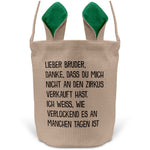 22Feels® Bruder Geschwister Osterkorb mit Henkel Ostergeschenk Tragetasche Ostern Deko Osternest Körbchen Hasenohren (Beige/Grün)-Ostern Tragetasche-22Feels