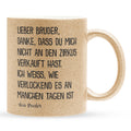 22Feels® Bruder Geschenk von Bruder - Glitzertasse mit Spruch (Gold, 320ml)-Glitzertasse Gold 320ml-22Feels