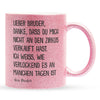 22Feels® Bruder Geschenk von Bruder - Glitzertasse mit Spruch (Pink, 320ml)-Glitzertasse Pink 320ml-22Feels