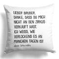 22Feels® Bruder Geschenk von Schwester - Kissen mit Spruch (Weiss 40x40cm)-Kissen Weiss 40x40-22Feels