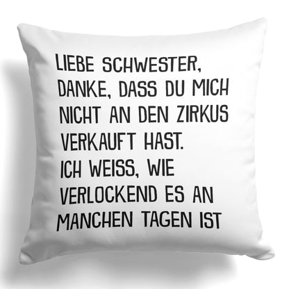 22Feels® Geschenk für Grosse Schwester - Kissen mit Spruch (Weiss 40x40cm)-Kissen Weiss 40x40-22Feels