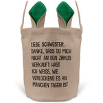 22Feels® Schwester Geschwister Osterkorb mit Henkel Ostergeschenk Tragetasche Ostern Deko Osternest Körbchen Hasenohren (Beige/Grün)-Ostern Tragetasche-22Feels