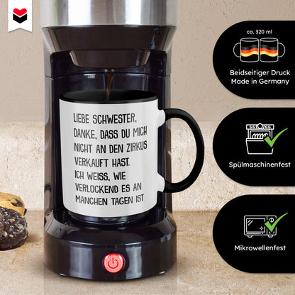 22Feels® Geschenk für Grosse Schwester - Tasse mit Spruch (Weiss-Schwarz, 320ml)-TwoTone Tasse Weiss-Schwarz 320ml-22Feels