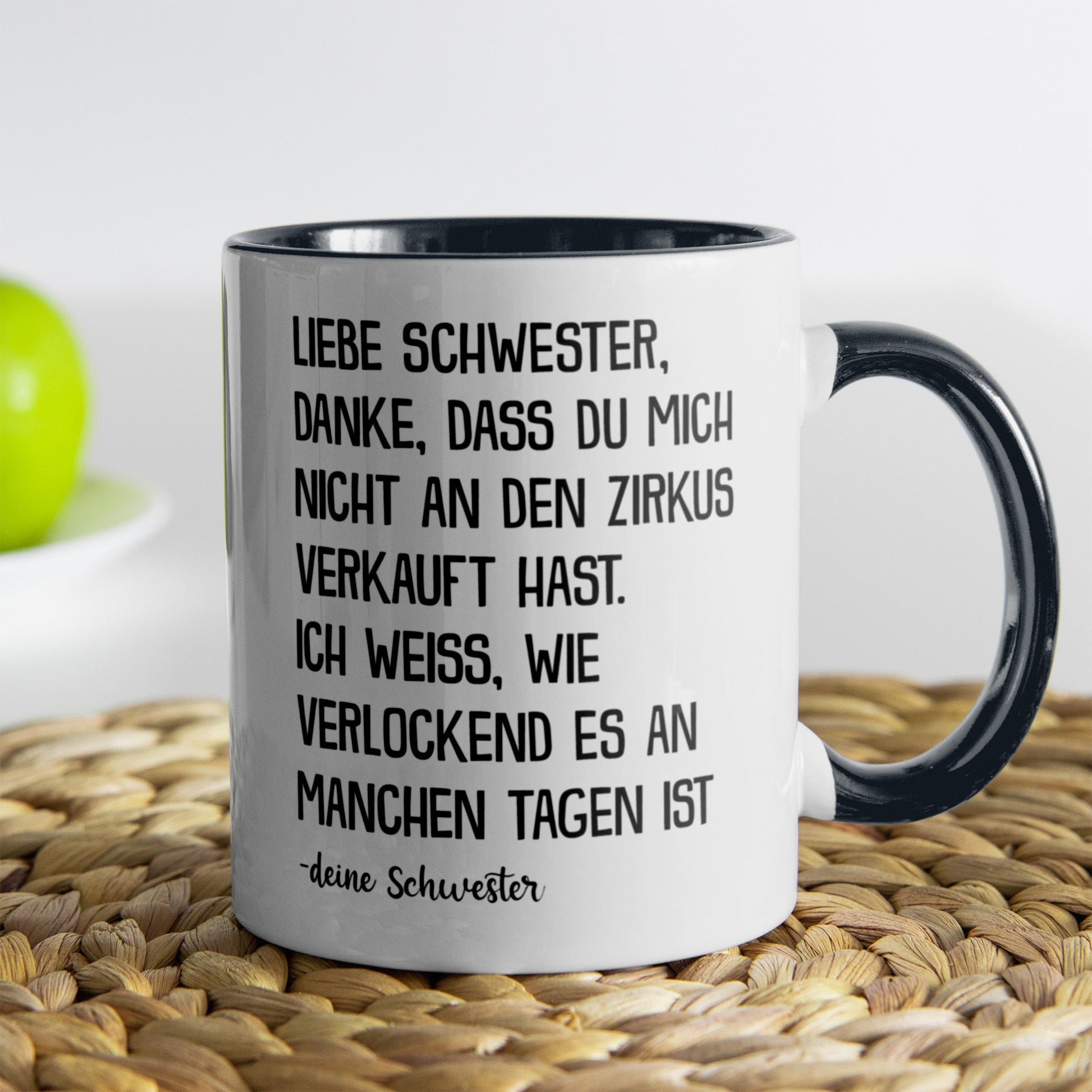 22Feels® Schwester Geschenk von Schwester - Tasse mit Spruch (Weiss-Schwarz, 320ml)-TwoTone Tasse Weiss-Schwarz 320ml-22Feels