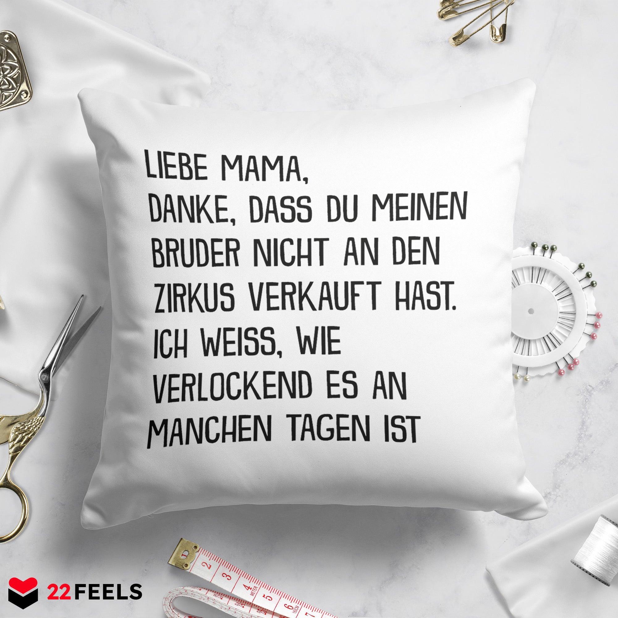 22Feels® Mama Geschenk - Kissen mit Spruch (Weiss 40x40cm)-Kissen Weiss 40x40-22Feels