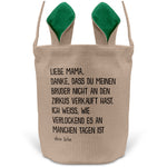 22Feels® Mama Osterkorb von Sohn Mutter mit Henkel Ostergeschenk Tragetasche Ostern Deko Osternest Körbchen Hasenohren (Beige/Grün)-Ostern Tragetasche-22Feels