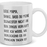 22Feels® Geschenk für Mamas - Tasse mit Spruch: Zirkus Schwester (Weiss, 320ml)-Weisse Tasse 320ml-22Feels