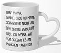 22Feels® Geschenk für Mamas - Tasse mit Spruch: Zirkus 'Schwester' (Herzhenkel, Weiss, 320ml)-Tasse Weiss Herzhenkel 320ml-22Feels